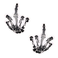 Fuck You Hand You White Glitter Nipztix Pasties, Halloween Nipple Pasties - NevaNude