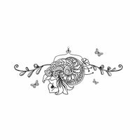 Front view of black floral golden ratio large temporary tattoos with the full design visible