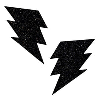 Black Malice Glitter Bolt Black Pasties, Bolt Pasties - NevaNude