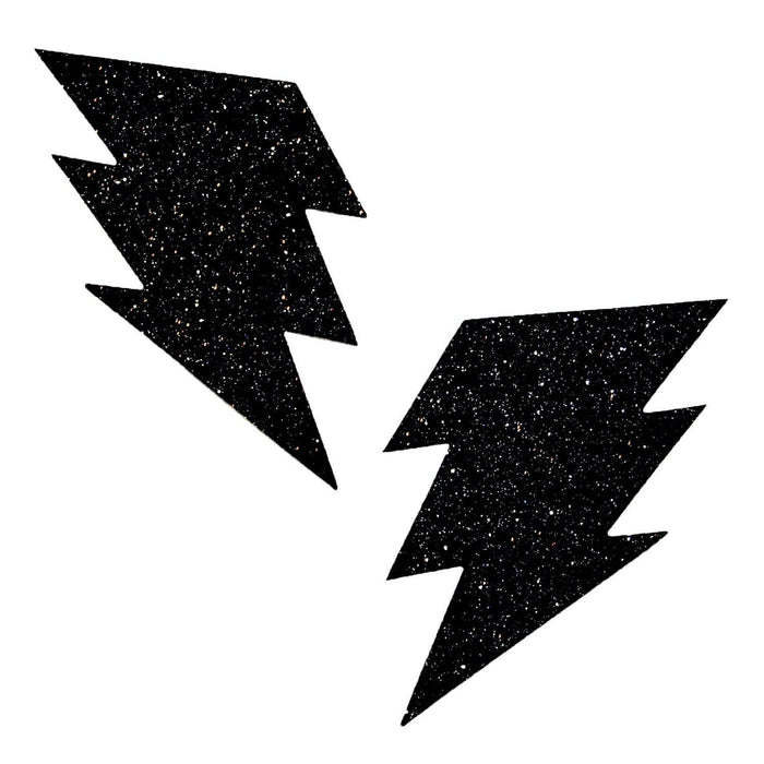Black Malice Glitter Bolt Black Pasties, Bolt Pasties - NevaNude