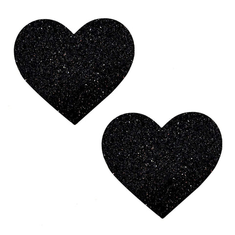 Black Malice Glitter Heart Nipztix Pasties, Heart Nipple Pasties - NevaNude