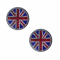Black Union Jack crystal reusable silicone pasties shown on a clean background