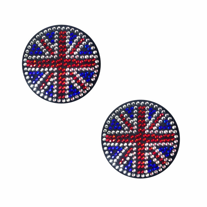Black Union Jack crystal reusable silicone pasties shown on a clean background