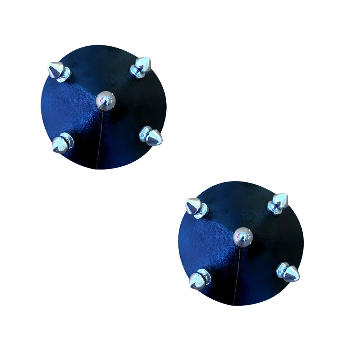 Black pleather spike reusable silicone pasties shown on a clean background