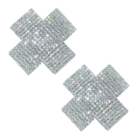 X Marks the Spot Crystal Jewel Reusable Silicone Nipple Cover Pasties