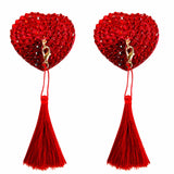 Forever Yours Red Heart Crystal Tassel Reusable Silicone Nipple Cover Pasties