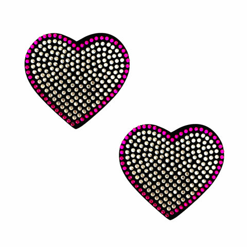 Heart 'n Soul Pink & Clear Iridescent Crystal Heart Reusable Silicone Nipple Cover Pasties