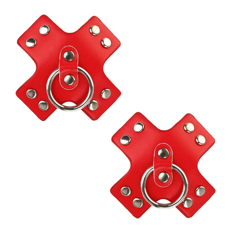 Pierced 'N Punked Red Leather Reusable Silicone Nipple Cover Pasties