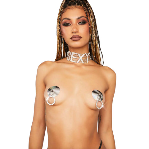 Pull Me Closer Holographic Ring Reusable Silicone Nipple Cover Pasties