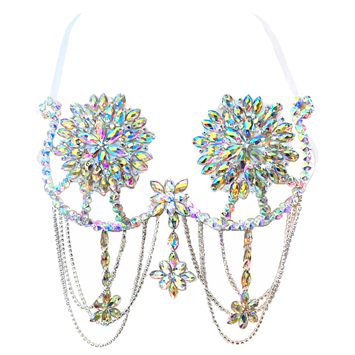 Winterfell Clear Iridescent Crystal Carnival Bra