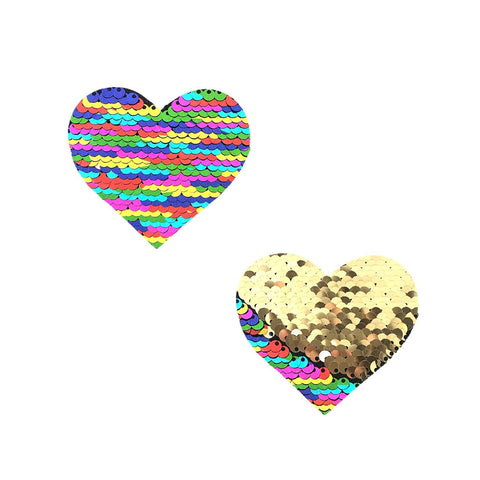 Funfetti Multicolor to Gold Flip Sequin I Heart BodiStix 6PK, Heart BodiStix - NevaNude