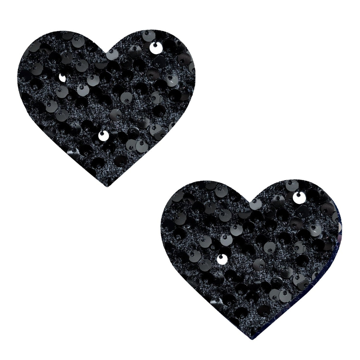 Black Sequin Velvet Crush I Heart U Pasties, Heart Nipple Pasties - NevaNude