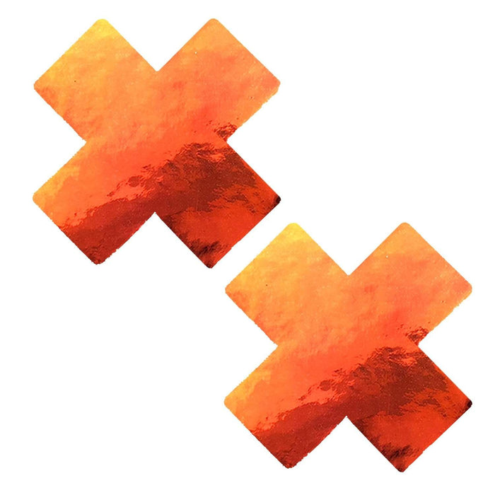 Coconut Fire Bird Mirrored Orange X Factor Pasties, X Nipple Pasties - NevaNude