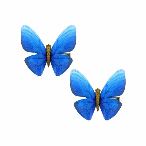 Butterfly Kissed Dark Blue 2 Layer Butterfly Hair Clip 2 Pack