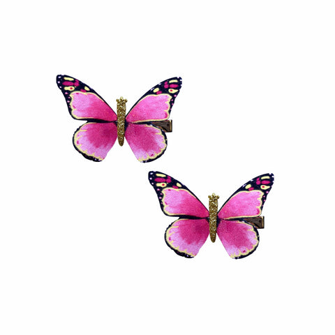 Pink Monarch Butterfly Hair Clip 2 Pack
