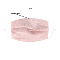 Alternate view of the baby pink crystal mesh jewel face mask with loops