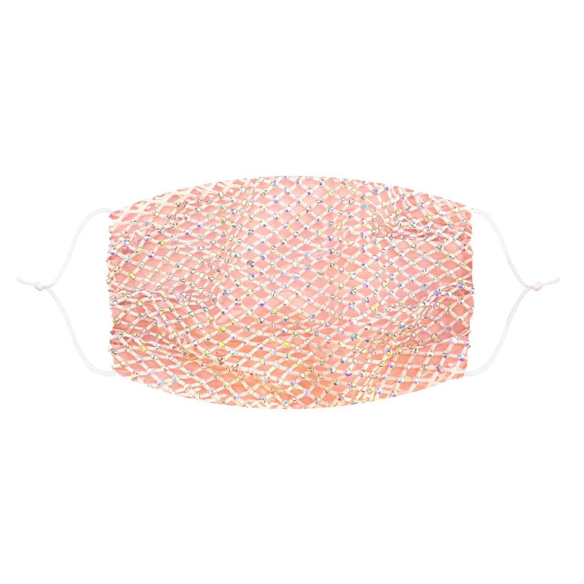 Baby pink crystal mesh jewel face mask with a girly night out sparkle