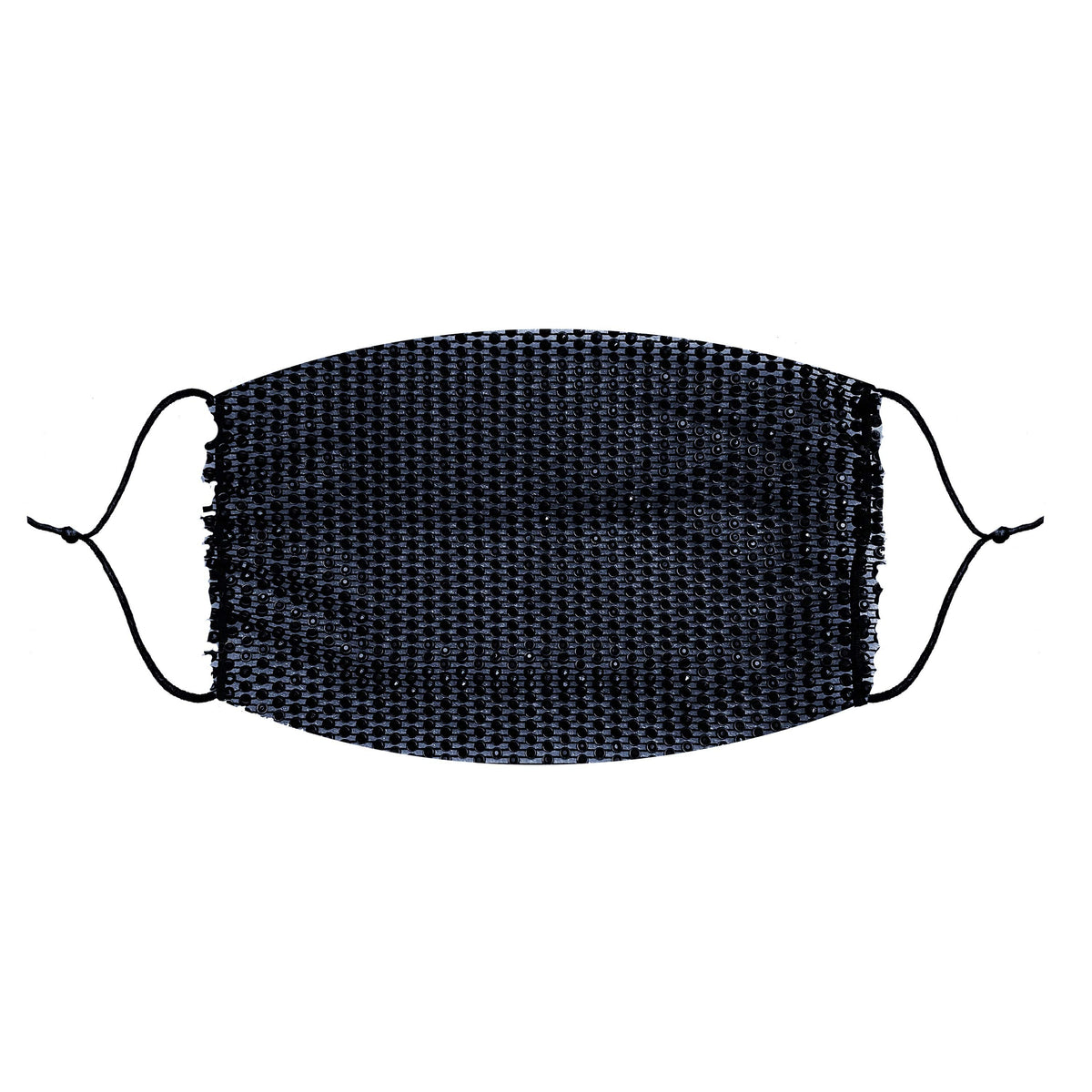 Black iridescent crystal mesh jewel face mask with a dark goth rave shimmer