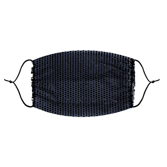 Black iridescent crystal mesh jewel face mask with a dark goth rave shimmer