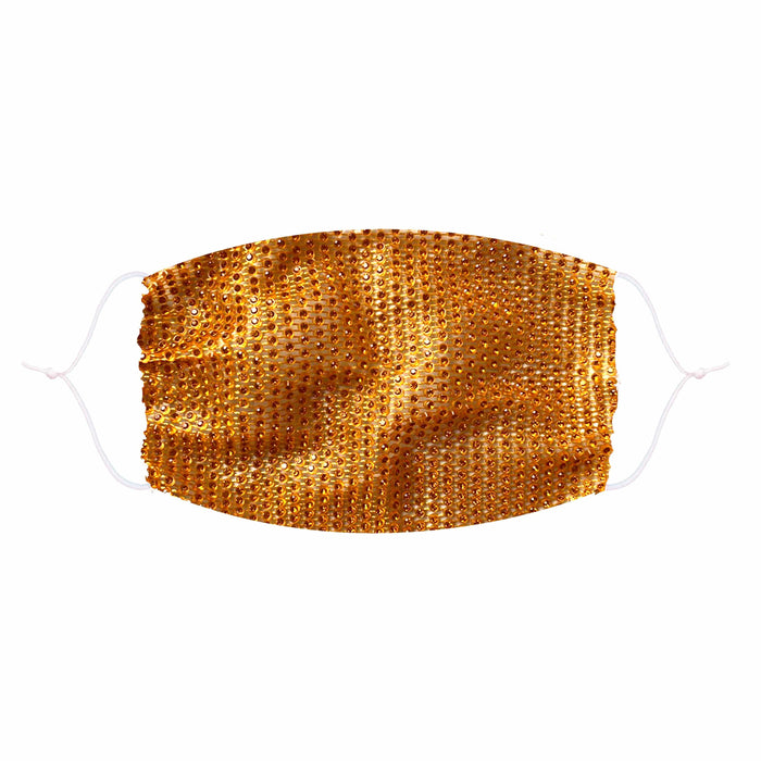 Burnt gold crystal mesh jewel face mask with a regal night out sparkle