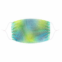 Green and yellow crystal mesh jewel face mask with a neon candy rave sparkle