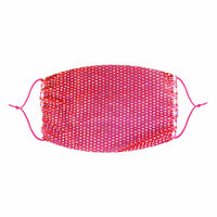 Alternate view of the hot neon pink crystal mesh face mask with loops