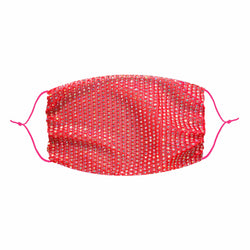 Edge of Glorie Hot Neon Pink Crystal Mesh Jewel Face Mask With Adjustable Loops