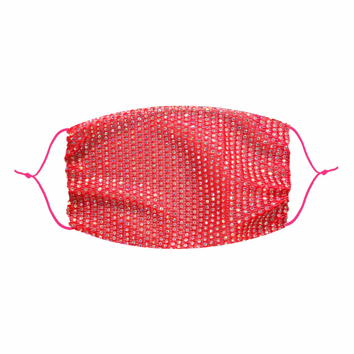 Hot neon pink crystal mesh jewel face mask with doll party sparkle