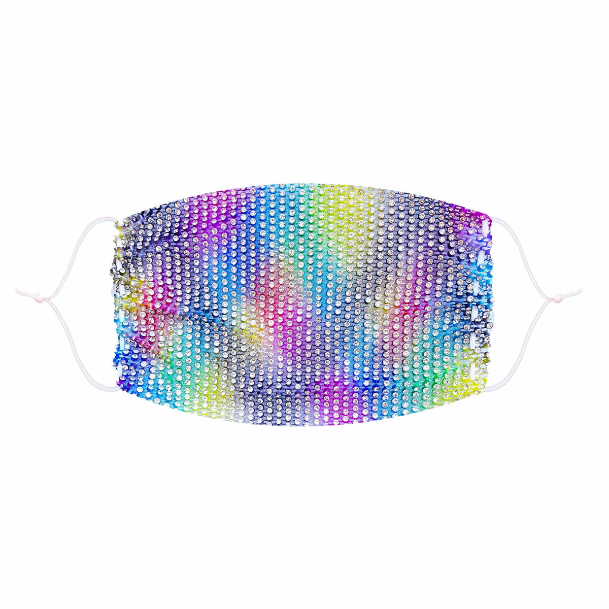 Multicolor crystal mesh jewel face mask with rainbow sparkle for the dance floor