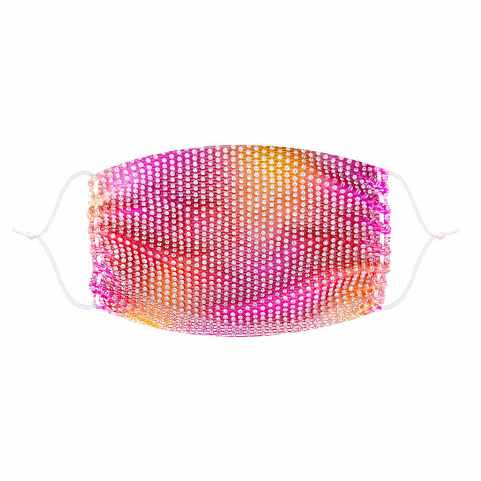 Pink ombre crystal mesh jewel face mask with sparkling gradient crystals