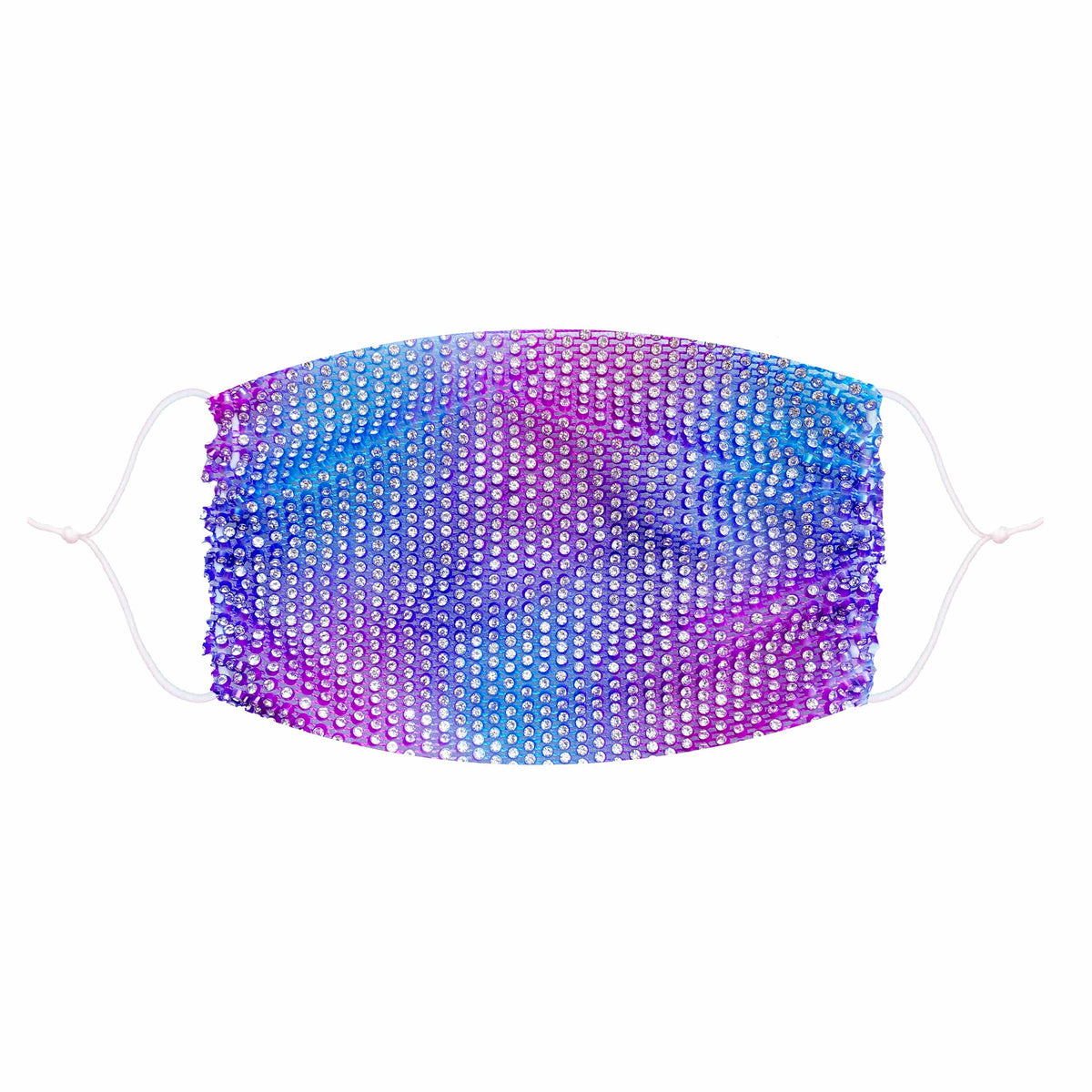 Pastel pink, purple and blue crystal mesh face mask with festival sparkle