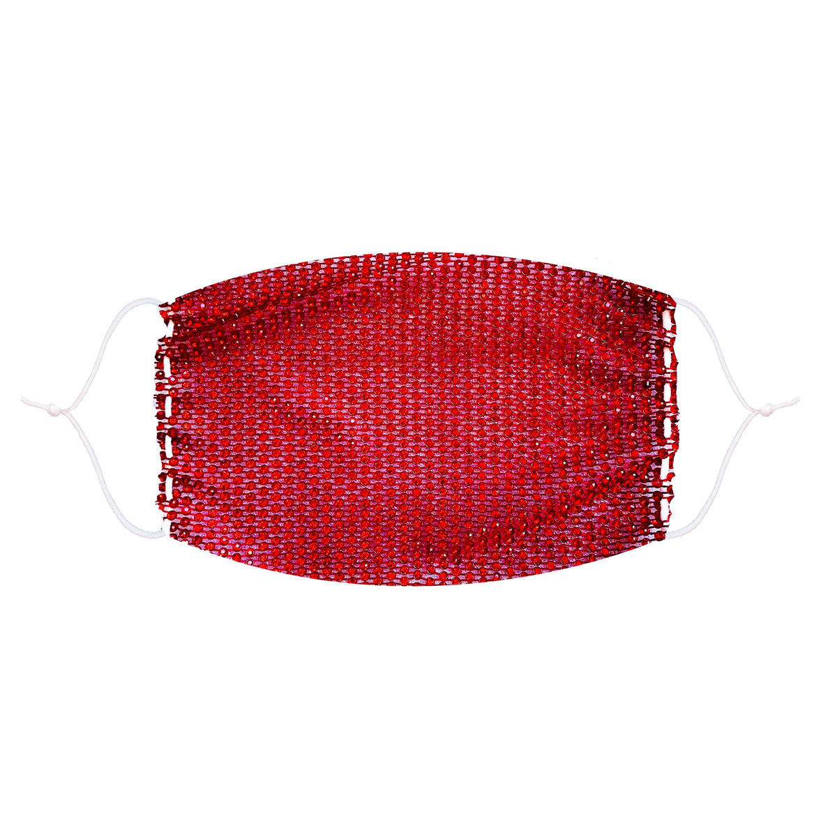 Red crystal mesh jewel face mask with a glossy sparkle for vampire or nurse costumes