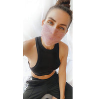 Honey Rose Gold Pink Crystal Mesh Jewel Face Mask