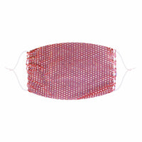 Alternate view of the salmon pink crystal mesh jewel face mask with loops