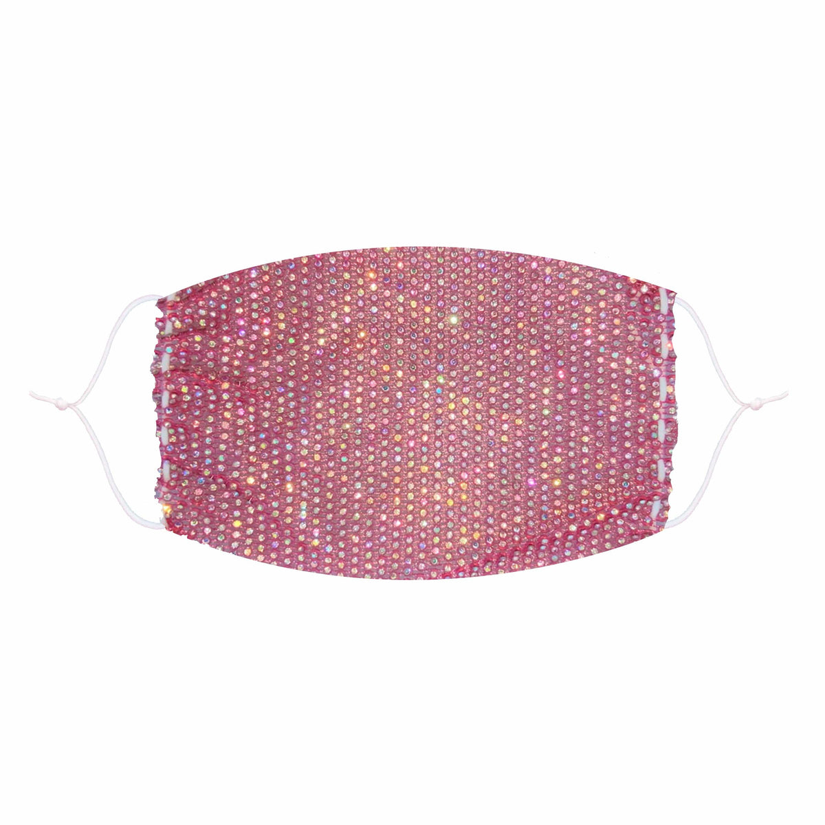 Salmon pink crystal mesh jewel face mask with a date night glam sparkle