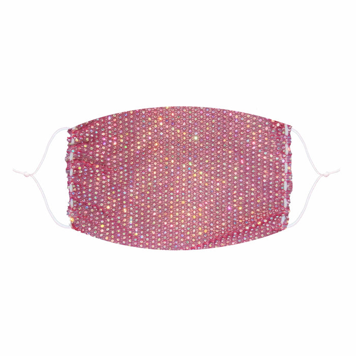Salmon pink crystal mesh jewel face mask with a date night glam sparkle