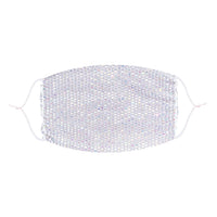 White iridescent crystal mesh jewel face mask sparkling with diamond glam shine