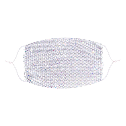 Diamond Hart White Crystal Mesh Jewel Face Mask With Adjustable Loops