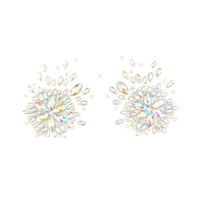 Clear iridescent crystal snowflake nipple pasties shown on a clean background