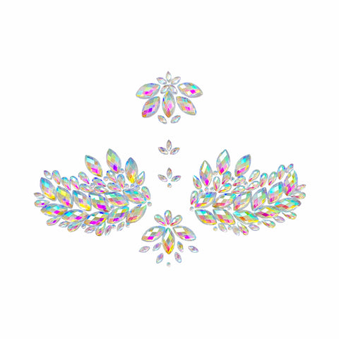 Eve Clear Iridescent Crystal Jewel Nipple Sticker Crop Top