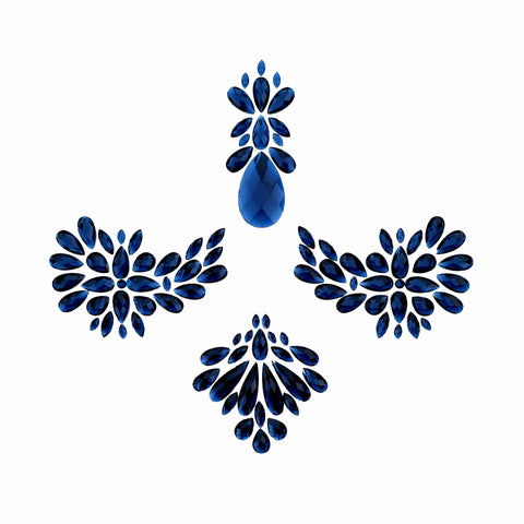 Mrs Peacock Dark Blue Iridescent Crystal Jewel Nipple Sticker Crop Top