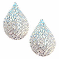 Iridescent crystal teardrop jewel nipple pasties shown on a clean background