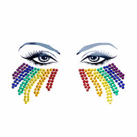 Rainbow crystal teardrop face jewels shown on a clean background