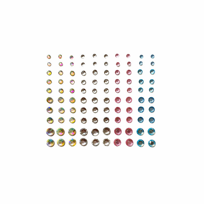 Pastel individual crystal jewel body and face stickers shown on a clean background
