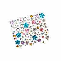 Pastel multicolor crystal face jewels shown on a clean background