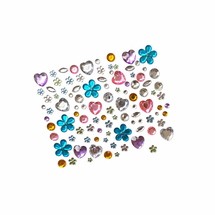 Pastel multicolor crystal face jewels shown on a clean background