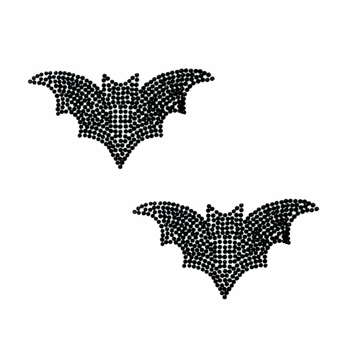 Black bat shaped crystal jewel nipple pasties for a goth Halloween look