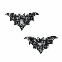 Black bat shaped crystal jewel nipple pasties for a goth Halloween look