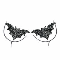 Black crystal bat nipple pasties shown on their own for Halloween goth nights