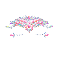Standalone product shot of the pink iridescent crystal heart face jewels